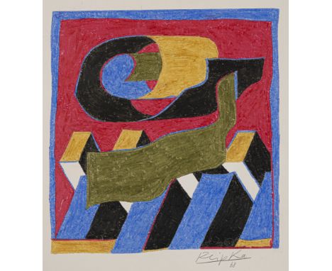 Reipka, JürgenHannover, 1936 - Pfarrkirchen, 201328 x 27 cm, o. R."Unbekanntes Flugobjekt", 1968. Farbkreide auf leichtem Kar