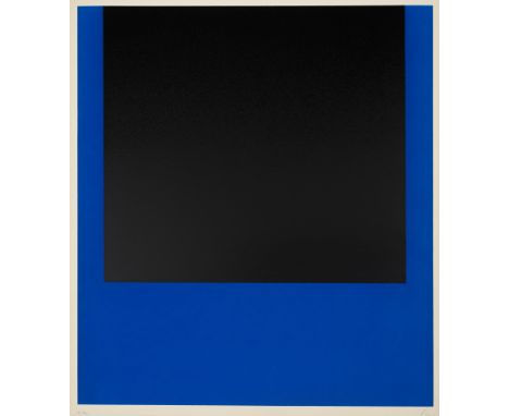 Geiger, RupprechtMünchen, 1908 - 2009Blattgröße: 61 x 54,5 cm, o. R."Schwarz auf blau", 1968. Farbserigraphie auf leichtem Ka