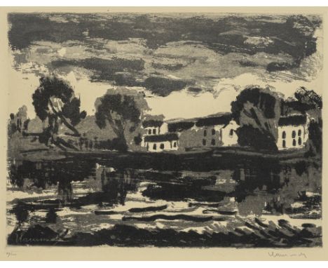 Vlaminck, Maurice deParis, 1876 - Rueil-la-Gademière, 195823,6 x 31,5 cm, R."L' Oise à Sergy", 1924. Radierung auf Bütten. In