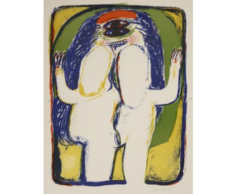 Antes, HorstHeppenheim, 1936Blattgröße: 61,5 x 43 cm, o. R."Figur Braut (farbig)", 1962. Farboffsetlithografie auf Werkdruckp