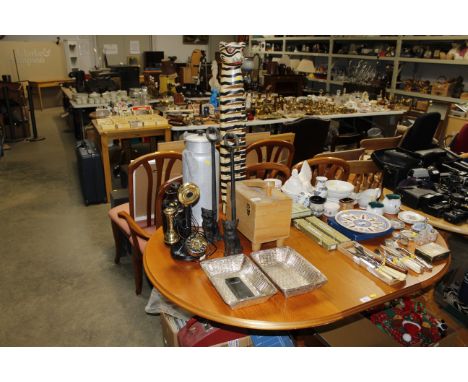 A Ronson electric shoe polisher, sold as collectors item, two silver plated baskets, a candlestick style telephone, two doors