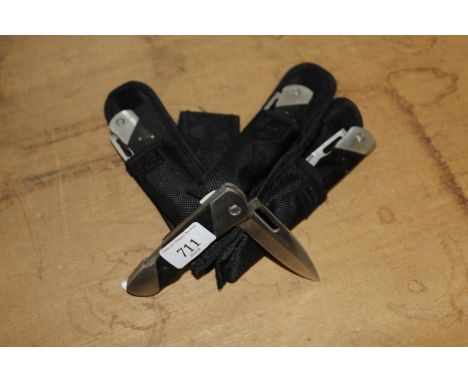 Four British Army style folding knives