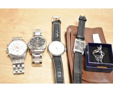 A small collection of wristwatches, with a purse and paste set anklet