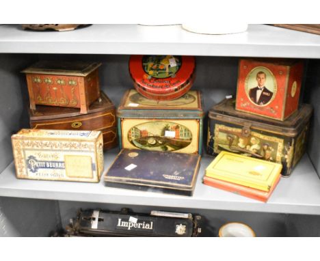 An Art Nouvuau/Arts and Crafts design Henderson's Biscuits, Edinburgh biscuit tin, sold together with a selection of other bi