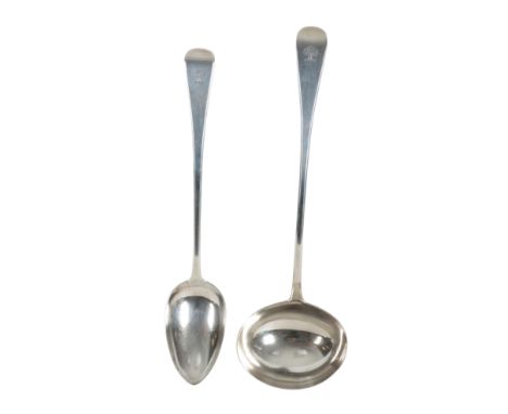 TWO SILVER SPOONS including a George III ladle, London, 1818, and a serving spoon London, 1808, c.302g (2)