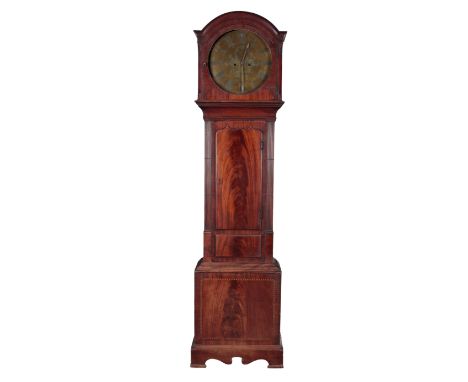 ROSKELL &amp; SON OF LIVERPOOL: A GEORGE III MAHOGANY LONGCASE CLOCK early 19th Century, the 36cm dial formerly silvered with