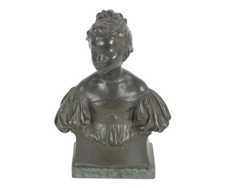 AFRER ALFRED DRURY (1856 - 1944) 'THE AGE OF INNOCENCE' 20th century, signed to the reverse, on a marble plinth, 21.5cm high 