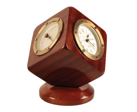 AN ASPREY DESK COMPENDIUM the 6cm round clock dial with sweep seconds hand, inscribed " Asprey", battery-operated movement,  