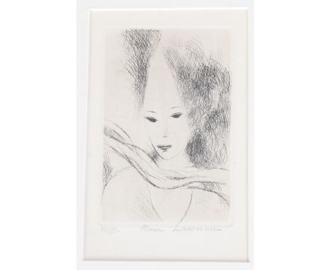 Marie Laurencin, 'Jeune Fille au Grand Chapeau', Marchesseau 278, an original signed and numbered drypoint, folding card as i