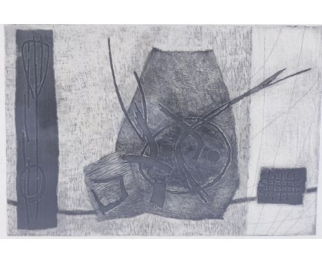 Henri Goetz (1909 - 1989), abstract, etching, signed in pencil, no. 4/30, plate 16.5cm x 24cm, framedVery slight even paper d