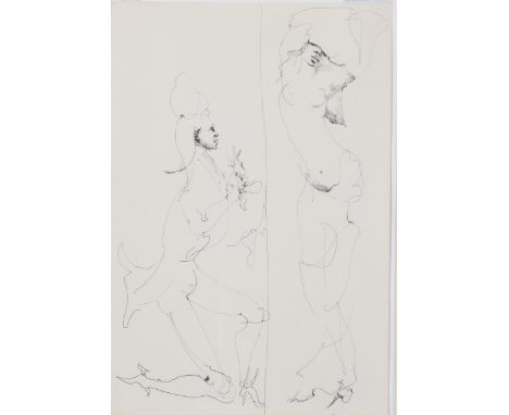Leonor Fini (1908 - 1996), surreal figures, original etching, circa 1960s, no. 21/150, sheet 38cm x 25cm, framedGood conditio