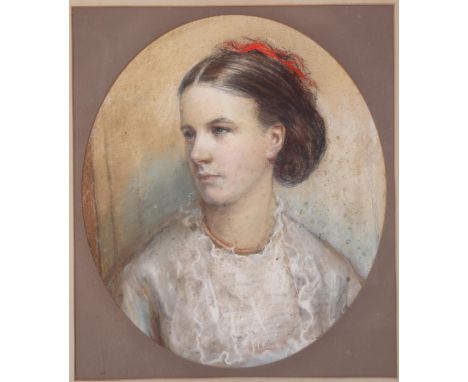Portrait of a woman, 19th century pastel drawing, unsigned, 48cm x 41cm, framedFoxing and paper discolouration, mount also fo