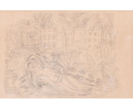Raoul Dufy, original etching, Odalisque, c. 1930, 33.7cm x 49.2cm, signed in pencil lower right, framed