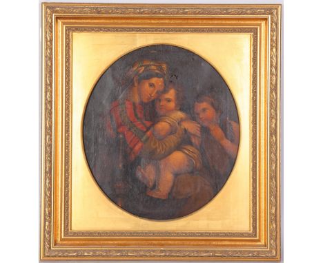 After Raphael, Madonna Of The Chair, 19th century oil on canvas, 53cm x 45cm, framedNo canvas damage patches or repairs, gene