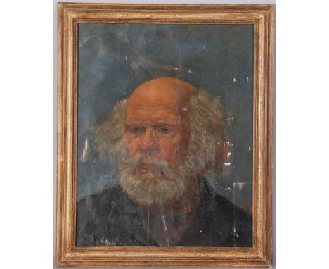 Portrait of a man, mid-20th century oil on canvas laid on board, unsigned, 42cm x 33cm, framed and glazedPaint chipping and s
