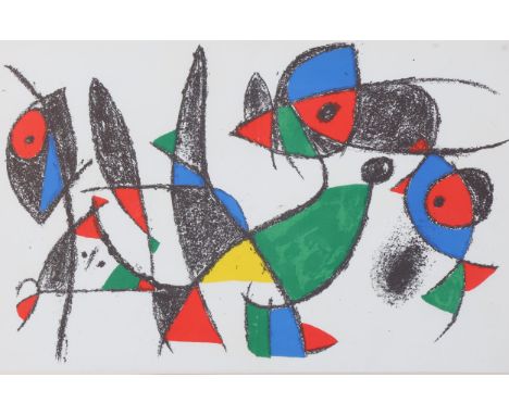 Joan Miro, Abstract, original lithograph, printed by Mourlot, sheet 32cm x 49cm, framedGood condition