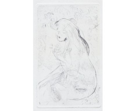 Renoir, original etching published as New Years card by the Galerie Mouradian and Vallatton, Rue de Seine, Paris, circa 1955,