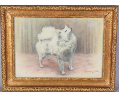 Portrait of a dog, watercolour/pencil on textured paper, indistinctly signed, 20cm x 28cm, framedGood condition