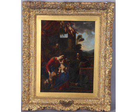 After Pier Francesco Mola, Holy Family with Saints Anne and John The Baptist, 18th or 19th century oil on canvas, 58cm x 43cm