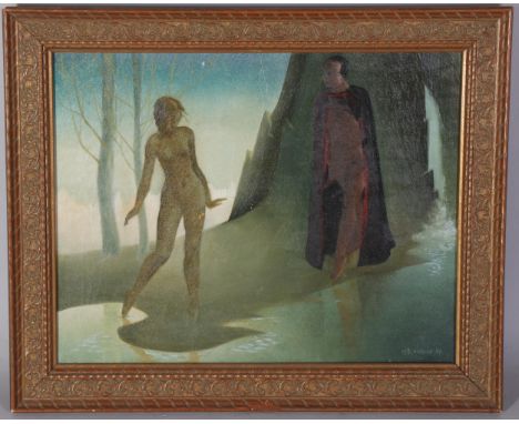 Winifred Blackburn, British Symbolist School, circa 1910, oil on canvas, 41cm x 51cm, framed, probably exhibited at the Walke