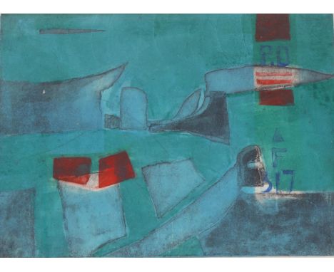 School of Paris, original colour etching, circa 1955, 30cm x 22cm, framed