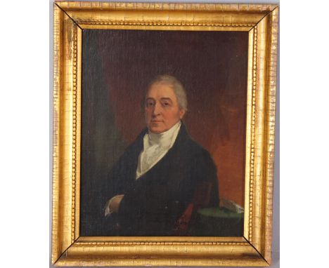 Portrait of a gentleman, early 19th century oil on canvas, unsigned, 25cm x 20cm, framedCanvas has been lined, no obvious sig