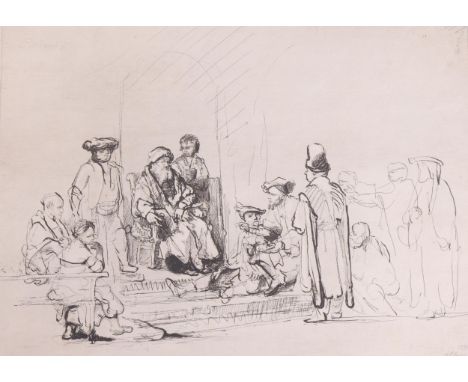 Rembrandt; Ignace Joseph de Classin (1795 - 1844) engraver, etching after Rembrandt drawing, etched by De Calssin in 1799 pri