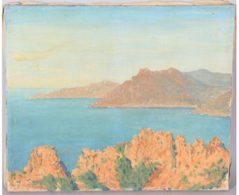 Post-impressionist Continental coastal view, oil on canvas, unsigned, 46cm x 55cm, unframedUntouched condition, no canvas dam