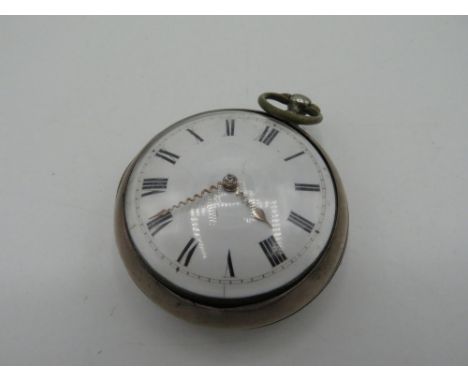 Silver hallmarked pair case pocket watch by Benjamin West, the movement by Dan Field Hertford white enamel Roman dial with go