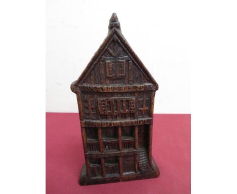 20th century carved oak model of "Gods Providence House" plaque marked 1652, Chester (22cmx12.5cmx 3cm) 