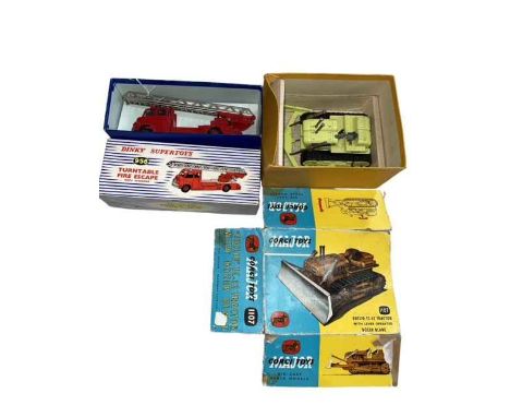 Dinky Supertoys Turntable Fire Escape 956, boxed and Corgi Euclid TC-12 Tractor with lever operated Dozer Blade 1107.
