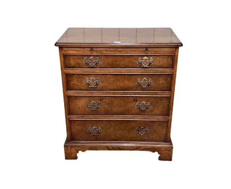 Georgian style walnut Bachelors chest having brush slide above four long graduated drawers on bracket feet, 73cm by 66cm by 3
