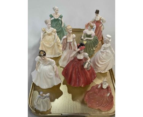 Four Royal Doulton, four Coalport, Royal Worcester and Francesca figurines (10).