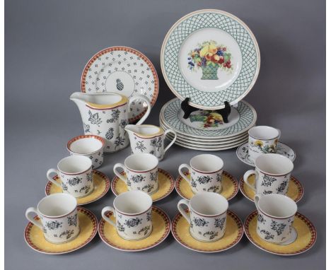 A Collection of Villeroy and Boch Tea and Dinnerwares to Include Switch Plantation Pattern Breakfast Set to Include Eight Cup