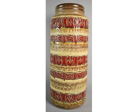 A Large Vintage Glazed German Cylindrical Vase, 41cm high 