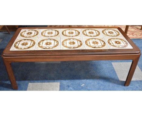 A Vintage Tile Topped Rectangular Coffee Table, 110cm Long 