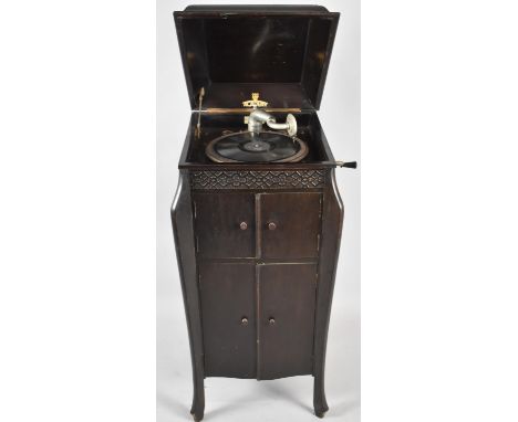 A Vintage Academy Wind-up Gramophone Player, Working Order, 46cm wide 