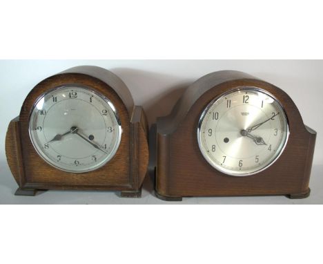 Two Oak Cased Mantel Clocks, For Restoration 
