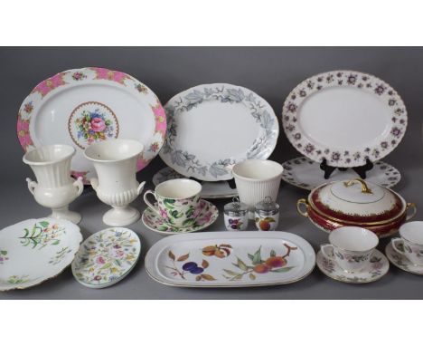 A Collection of Ceramics to Include Wedgwood of Etruria Vases, Pot, Royal Worcester June Garland Teacups and Saucers, Royal A