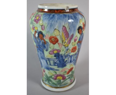 An Interesting Chinese Baluster Shaped Vase in the Imari Pallet Decorated with Maidens in Garden and a Butterfly, Enriched wi