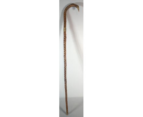 A Late 19th/Early 20th Century Thornwood Walking Stick with Gilt Metal Mounts, 85cms Long 