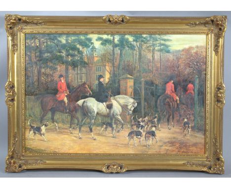 A Gilt Framed Textured Hunting Print after Heywood Hardy "Returning Home After A Good Day", 89x64cm high 