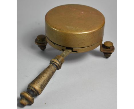 A Vintage Tram Bell of Circular Form with Turned Wooden Handle, 11cms Diameter 