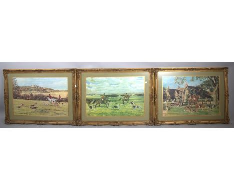 A Set of Elizabeth Sharp Gilt Framed Hunting Scene Prints, The Belvoir, Below the Castle (1960), The Belvoir at Knipton (99),