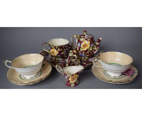 A Royal Winton June Festival Bachelors Breakfast Service Comprising Tray, Toast Rack, Teapot, Cup and Cream Jug, Together wit