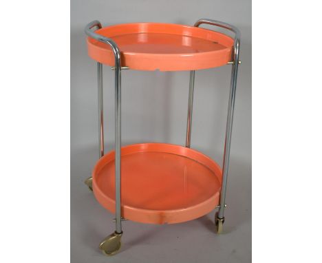 A Vintage Circular Two Tier Trolley with Chrome Supports, 41.5cm Diameter 