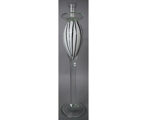 A Large Modern Glass Candle Stick, 48cm high 