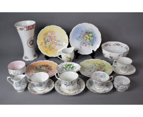 A Collection of Royal Albert Ceramics to Include Large Vase, Austbury Bowl, Four Floral Decorated Plates, Silver Maple Tea fo