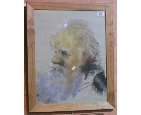 Jon Davies (Welsh, 20th Century), 'Jono', a portrait study, pastels. Signed and labelled verso. 51 x 40cm approx. Framed and 