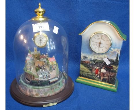 Ceramic mantel clock, being a limited edition commemorating the Flying Scotsman Steam Locomotive, together with a railway int
